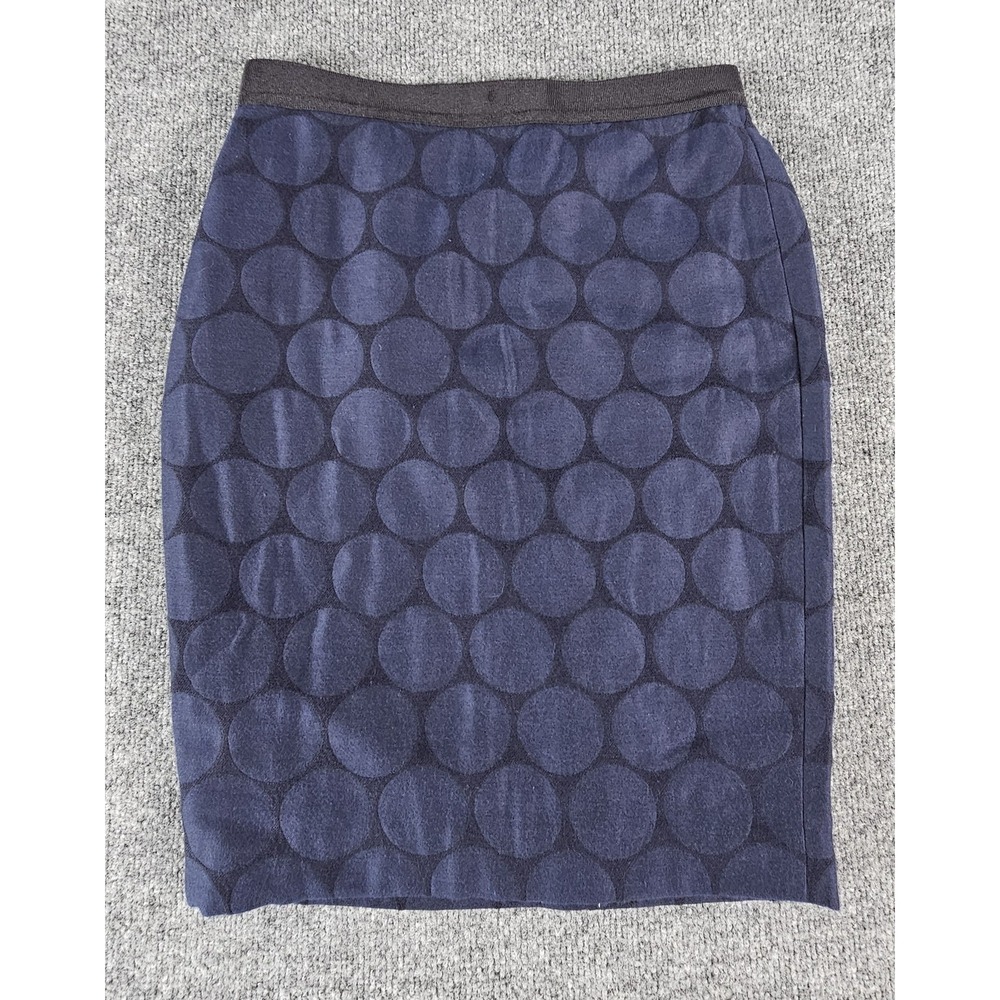 Ann Taylor Skirt Womens 2 Blue Black Polka Dot Pencil Career Pull On‎ Lined